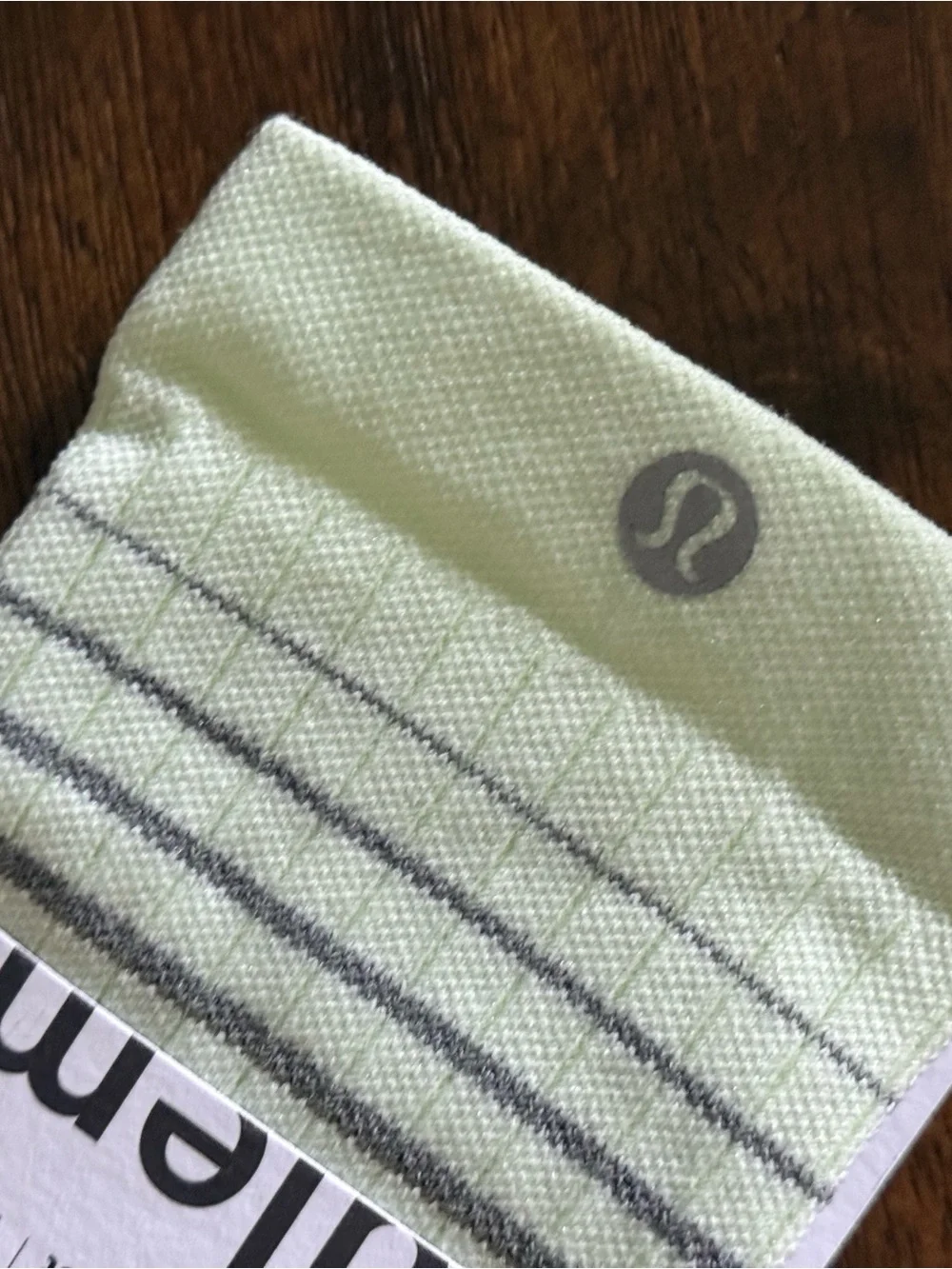 Lululemon NWT Power Stride SZ M Training Crew Socks Light Green Gray Stripes